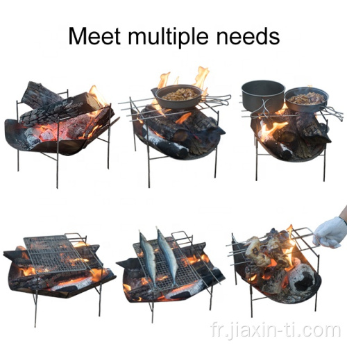 Barbecue au charbon de bois portable pliable Grills Titanium Fire Pit